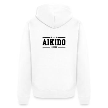 Aikido ist das Leben! - Unisex Premium Bio Zip Hoodie - Weiß - Hinten - Thijin (182cm)