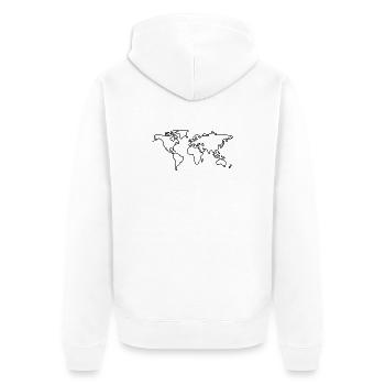 Weltkarten-Linienzeichnung - Unisex Premium Bio Zip Hoodie - Weiß - Hinten - Thijin (182cm)