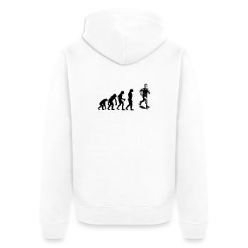 Minimalist running motif - Unisex Premium Organic Zip Hoodie - white - Back - Thijin (182cm)