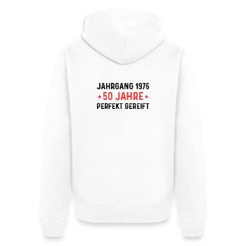 Vintage 1976 – 50 years perfectly matured - Unisex Premium Organic Zip Hoodie - white - Back - Thijin (182cm)