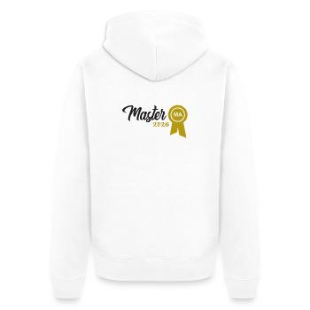 Master 2026 Abschluss Promotion Sponsion - Unisex Premium Bio Zip Hoodie - Weiß - Hinten - Thijin (182cm)