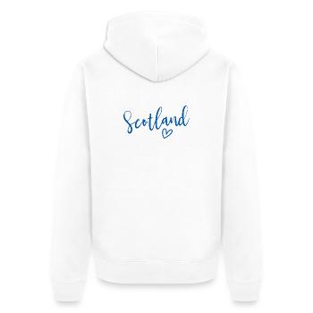 Schottland Herz Frauen lieben Schottland - Unisex Premium Bio Zip Hoodie - Weiß - Hinten - Thijin (182cm)