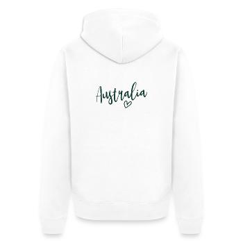 Australien Herz Frauenliebe Australien - Unisex Premium Bio Zip Hoodie - Weiß - Hinten - Thijin (182cm)
