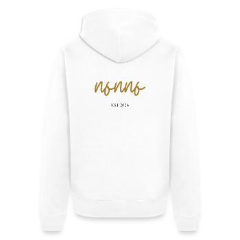nonno est 2026 - Unisex Premium Bio Zip Hoodie - Weiß - Hinten - Thijin (182cm)