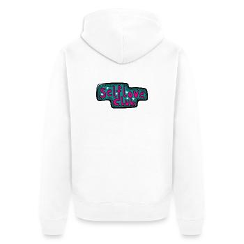 Selflove-Club - Unisex Premium Bio Zip Hoodie - Weiß - Hinten - Thijin (182cm)