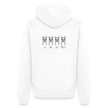 un dos tres llamas - Unisex Premium Bio Zip Hoodie - Weiß - Hinten - Thijin (182cm)