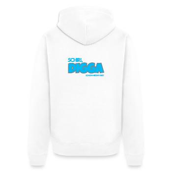 SCHIRI, DIGGA. Schon wieder VAR? - Unisex Premium Bio Zip Hoodie - Weiß - Hinten - Thijin (182cm)