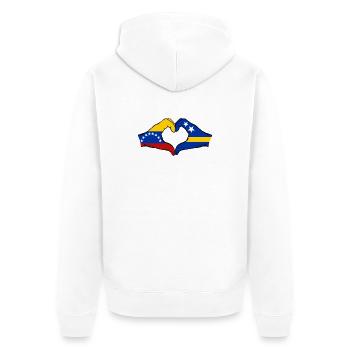 Venezuela Curacao Flag Hands Heart Shape - Unisex Premium Organic Zip Hoodie - white - Back - Thijin (182cm)