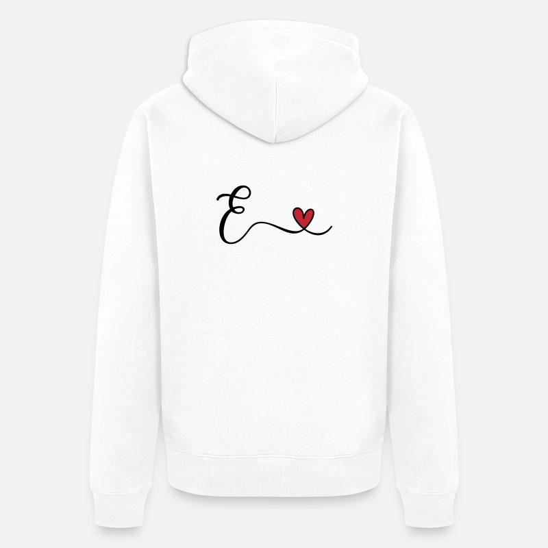 Monogramme de la lettre E - Veste à capuche bio Premium Unisexe - blanc