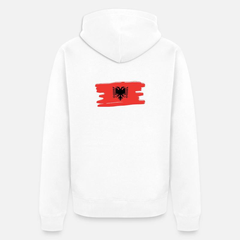 Albanais drapeau albanais, drapeau - Veste à capuche bio Premium Unisexe - blanc