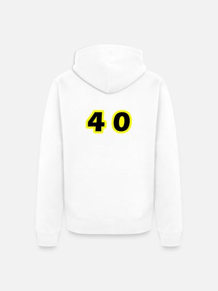 40 Number Symbol - Unisex Premium Organic Zip Hoodie - white