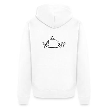 Cloche und Besteck Silhouette - Unisex Premium Bio Zip Hoodie - Weiß - Hinten - Thijin (182cm)