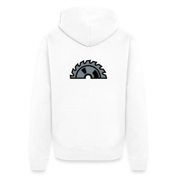 Kreissaegeblatt Halb Logo - Unisex Premium Bio Zip Hoodie - Weiß - Hinten - Thijin (182cm)