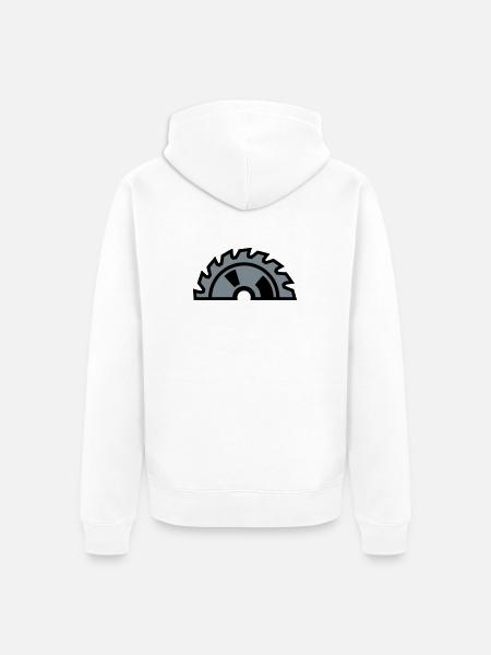 Circular Saw Blade Half Logo - Unisex Premium Organic Zip Hoodie - white