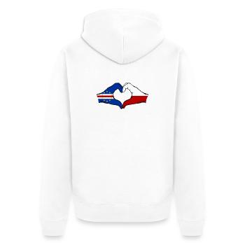 Kap Verde Polen Flagge Hände Herzform - Unisex Premium Bio Zip Hoodie - Weiß - Hinten - Thijin (182cm)