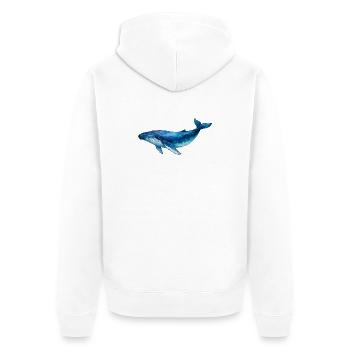 Blue Water Whale Watercolor - Unisex Premium Organic Zip Hoodie - white - Back - Thijin (182cm)