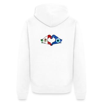 Mexiko Nazar Flagge Hände Herzform used - Unisex Premium Bio Zip Hoodie - Weiß - Hinten - Thijin (182cm)