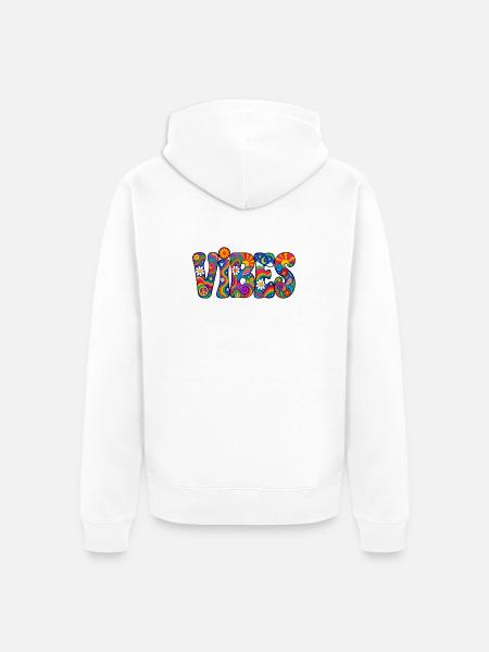 Vibes: Psychedelische Hippie Farbpracht - Unisex Premium Bio Zip Hoodie - Weiß