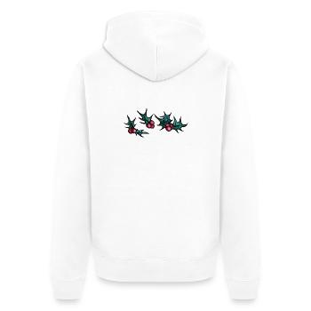 Stechpalmen-Nachtfallmuster - Unisex Premium Bio Zip Hoodie - Weiß - Hinten - Thijin (182cm)