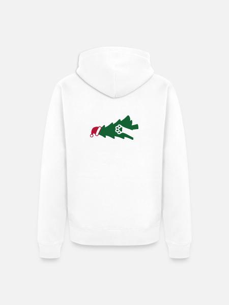 Katze Weihnachtsbaum Grafik - Unisex Premium Bio Zip Hoodie - Weiß