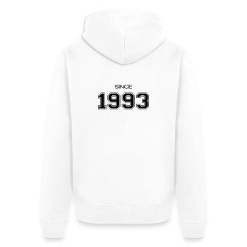 Geburtstagsgeschenk 1993 - Unisex Premium Bio Zip Hoodie - Weiß - Hinten - Thijin (182cm)
