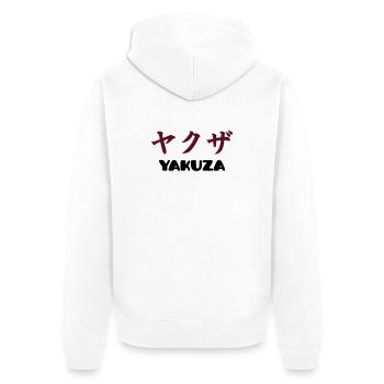 Yakuza (V) - Unisex Premium Organic Zip Hoodie - white - Back - Thijin (182cm)