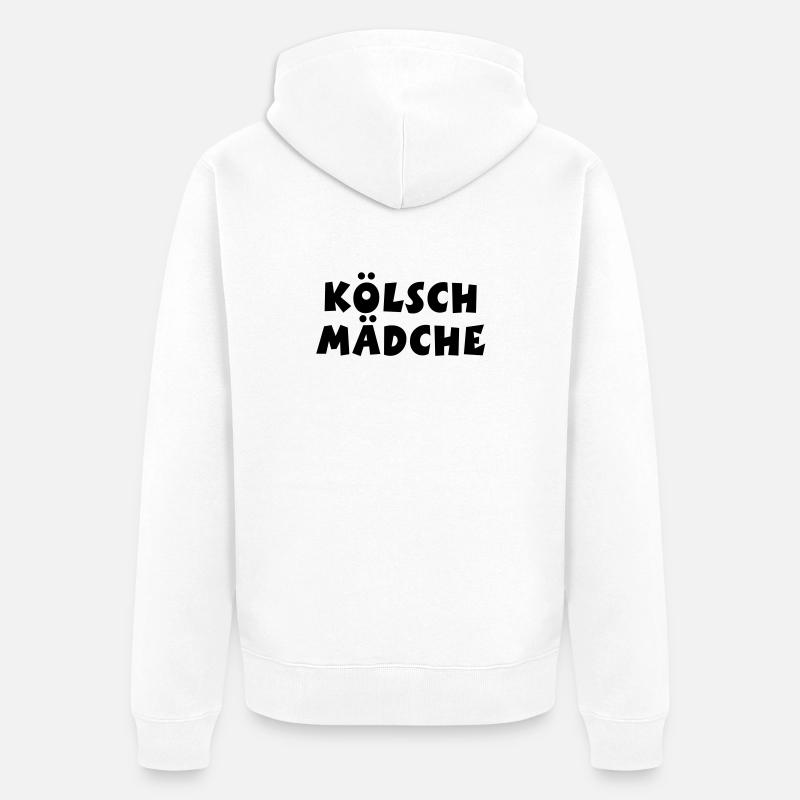 Kölsch Mädche - Ein Mädchen aus Köln - Unisex Premium Bio Zip Hoodie - Weiß
