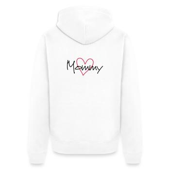 Mommy Herz Geschenk Partnerlook - Unisex Premium Bio Zip Hoodie - Weiß - Hinten - Thijin (182cm)