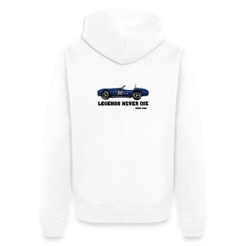 Legends Never Die – Classic Racer 1962 - Unisex Premium Organic Zip Hoodie - white - Back - Thijin (182cm)