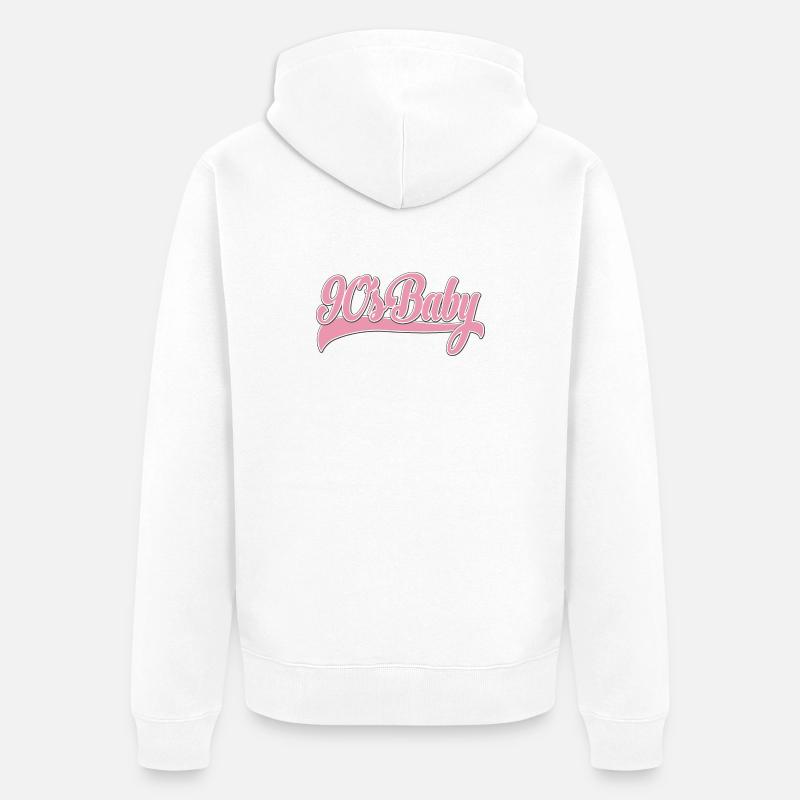90s Baby Pink Retro Script - Unisex Premium Bio Zip Hoodie - Weiß