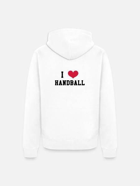 I Love Handball - Unisex Premium Organic Zip Hoodie - white