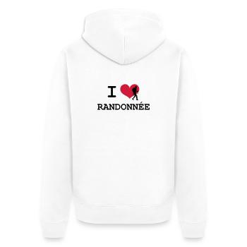 I Love Randonnée - Veste à capuche bio Premium Unisexe - blanc - Dos - Thijin (182cm)