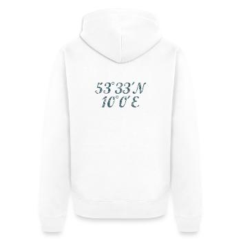 Hamburg Koordinaten Längengrad Breitengrad - Unisex Premium Bio Zip Hoodie - Weiß - Hinten - Thijin (182cm)