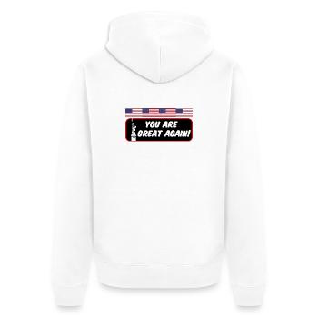 USA Amérique Biden Dictons - Veste à capuche bio Premium Unisexe - blanc - Dos - Thijin (182cm)