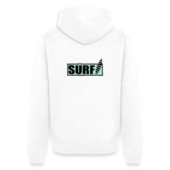 SURF. SURFEUR. SURFEUSE. SPORT. VACANCES. VOYAGE. - Veste à capuche bio Premium Unisexe - blanc - Dos - Thijin (182cm)