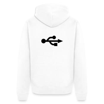 USB Logo - Nerd - Geek - Unisex Premium Bio Zip Hoodie - Weiß - Hinten - Thijin (182cm)