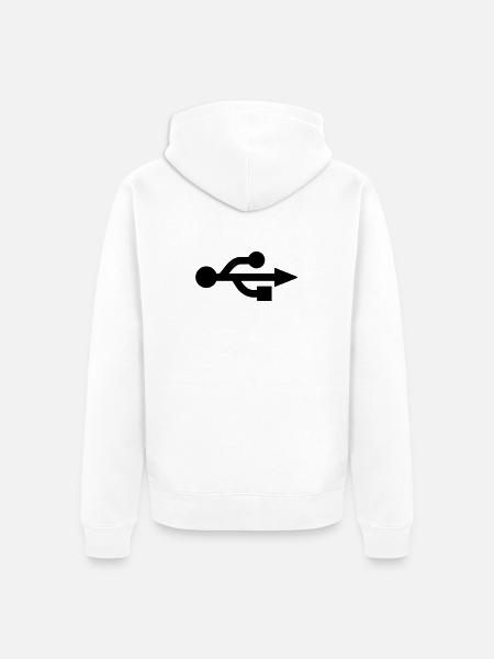 USB Logo - Nerd - Geek - Unisex Premium Organic Zip Hoodie - white