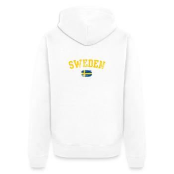 Schweden Bold Brush Flag Tee - Unisex Premium Bio Zip Hoodie - Weiß - Hinten - Thijin (182cm)