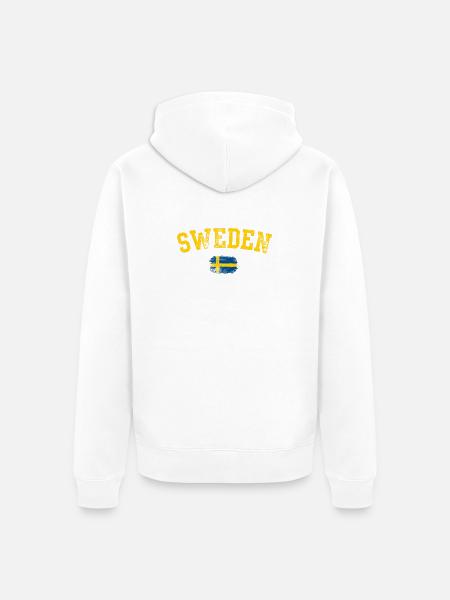 Sweden Bold Brush Flag Tee - Unisex Premium Organic Zip Hoodie - white