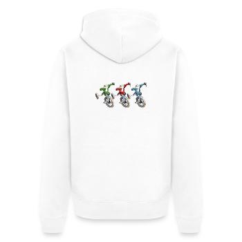 Conduite en tricycle - Veste à capuche bio Premium Unisexe - blanc - Dos - Thijin (182cm)