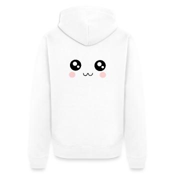 Kawaii Face Funny - Unisex Premium Organic Zip Hoodie - white - Back - Thijin (182cm)