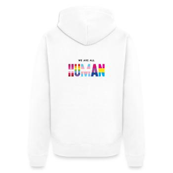 Mois de la fierté LGBT - Nous sommes tous humains - Veste à capuche bio Premium Unisexe - blanc - Dos - Thijin (182cm)