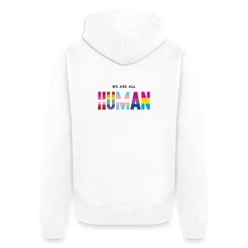 Mois de la fierté LGBT - Nous sommes tous humains - Veste à capuche bio Premium Unisexe - blanc - Dos - Thijin (182cm)