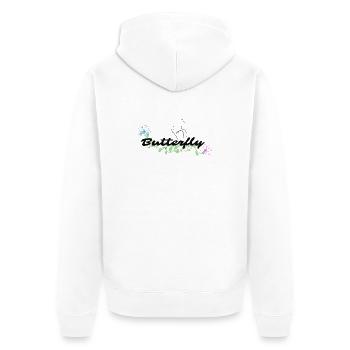 Schmetterling mit Blütenlaub - Unisex Premium Bio Zip Hoodie - Weiß - Hinten - Thijin (182cm)