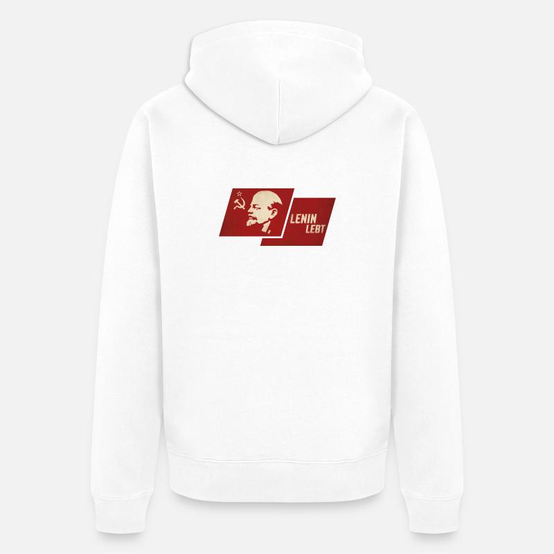 Drapeau de la vie de Lénine - Veste à capuche bio Premium Unisexe - blanc