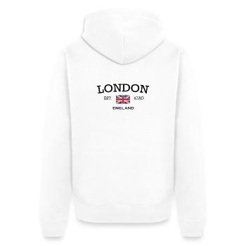 Make a Splash with Style LONDON EST 4AD ENGLAND - Unisex Premium Organic Zip Hoodie - white - Back - Thijin (182cm)