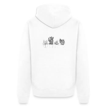 Minimalist Cactus Illustration - Unisex Premium Organic Zip Hoodie - white - Back - Thijin (182cm)