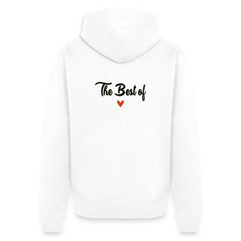 OPA. PAPA. VATERTAG. FROHER VATERTAG - Unisex Premium Bio Zip Hoodie - Weiß - Hinten - Thijin (182cm)