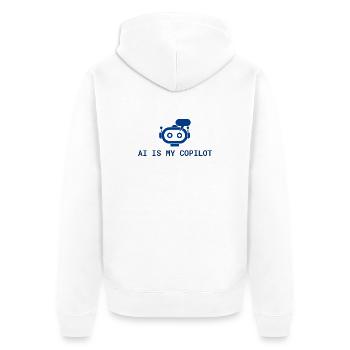AI is My Copilot - Tech-KI-Design in Blau - Unisex Premium Bio Zip Hoodie - Weiß - Hinten - Thijin (182cm)