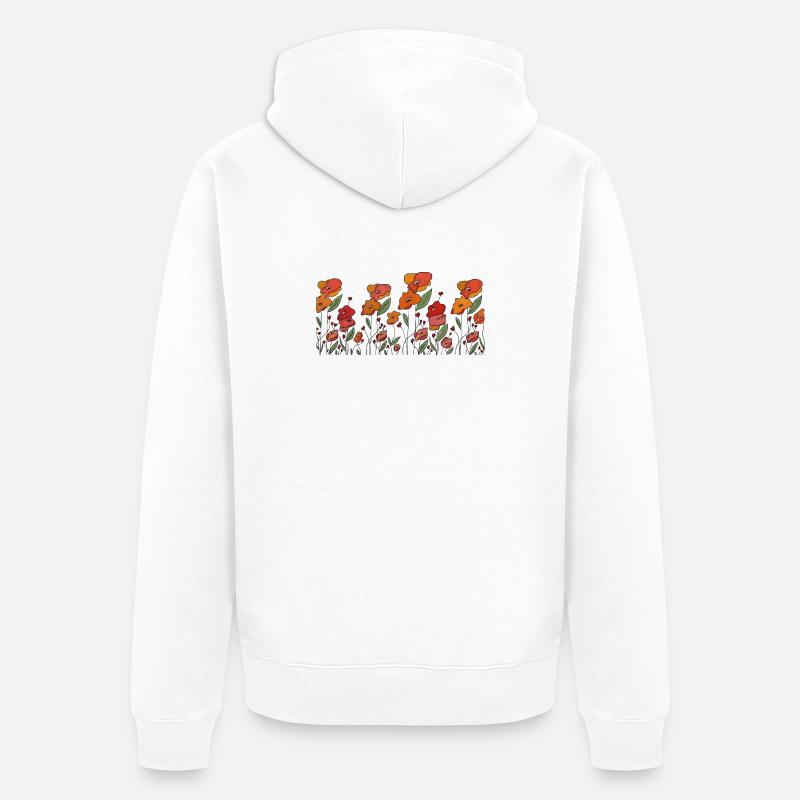 Mohnborte - Unisex Premium Bio Zip Hoodie - Weiß